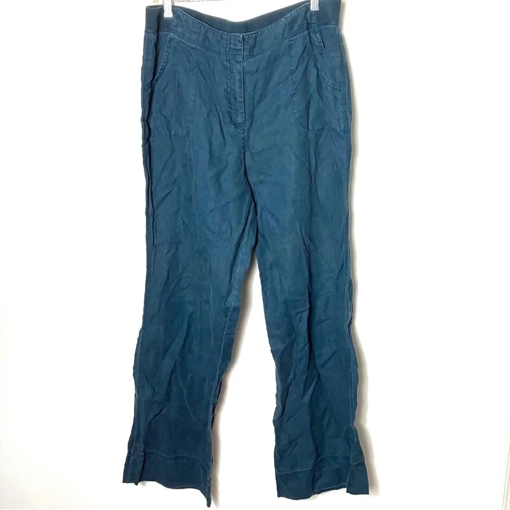 J. Jill‎ Linen Pants Elastic Waist Blue Medium